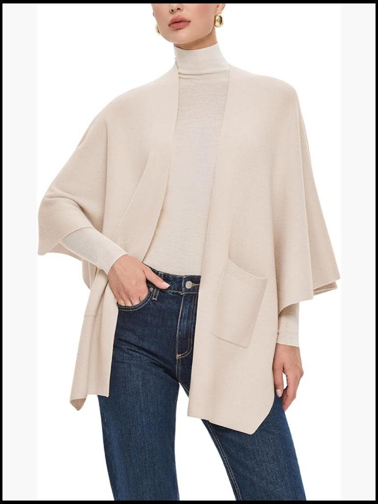 Oversized Knit Shawl Wrap With Pockets Soft Elegant Travel Chic Winter Wear